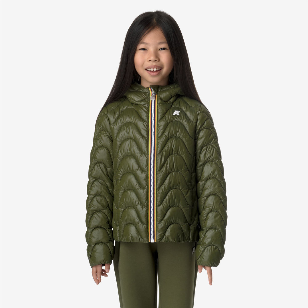 Jackets Girl P. LILY QUILTED WARM Short GREEN CYPRESS Dressed Back (jpg Rgb)		