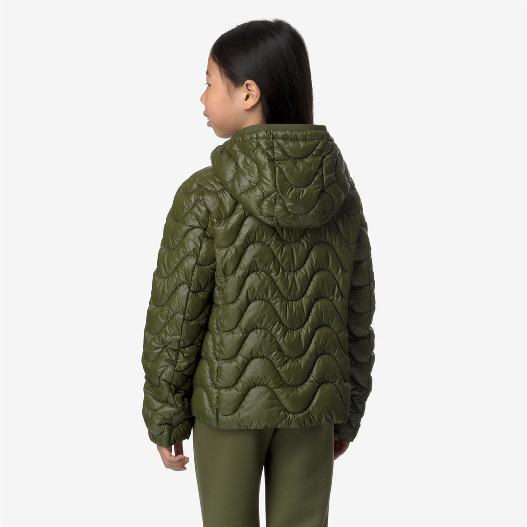 Jackets Girl P. LILY QUILTED WARM Short GREEN CYPRESS Dressed Front Double		