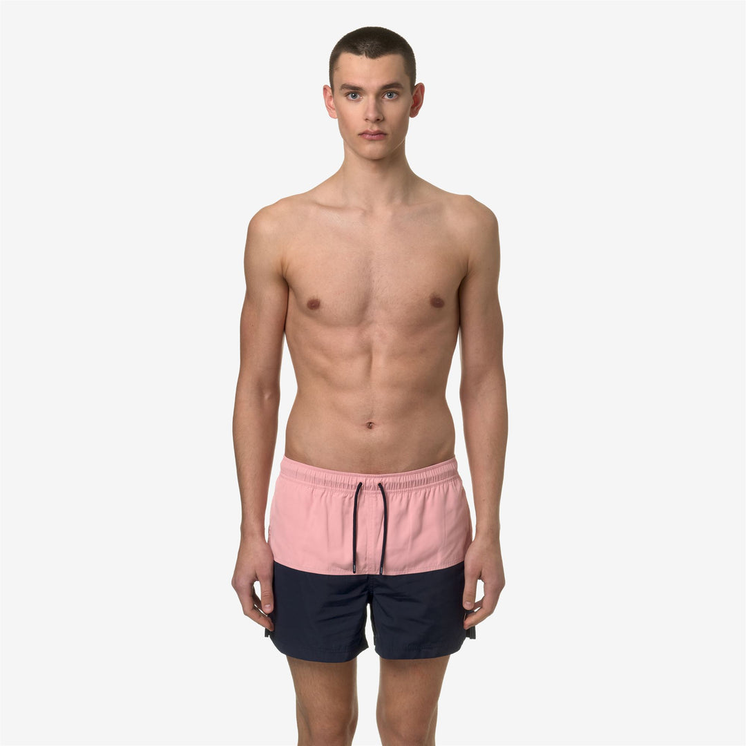 Bathing Suits Man LESLIE Swimming Trunk PINK P-BLUE D Dressed Back (jpg Rgb)		