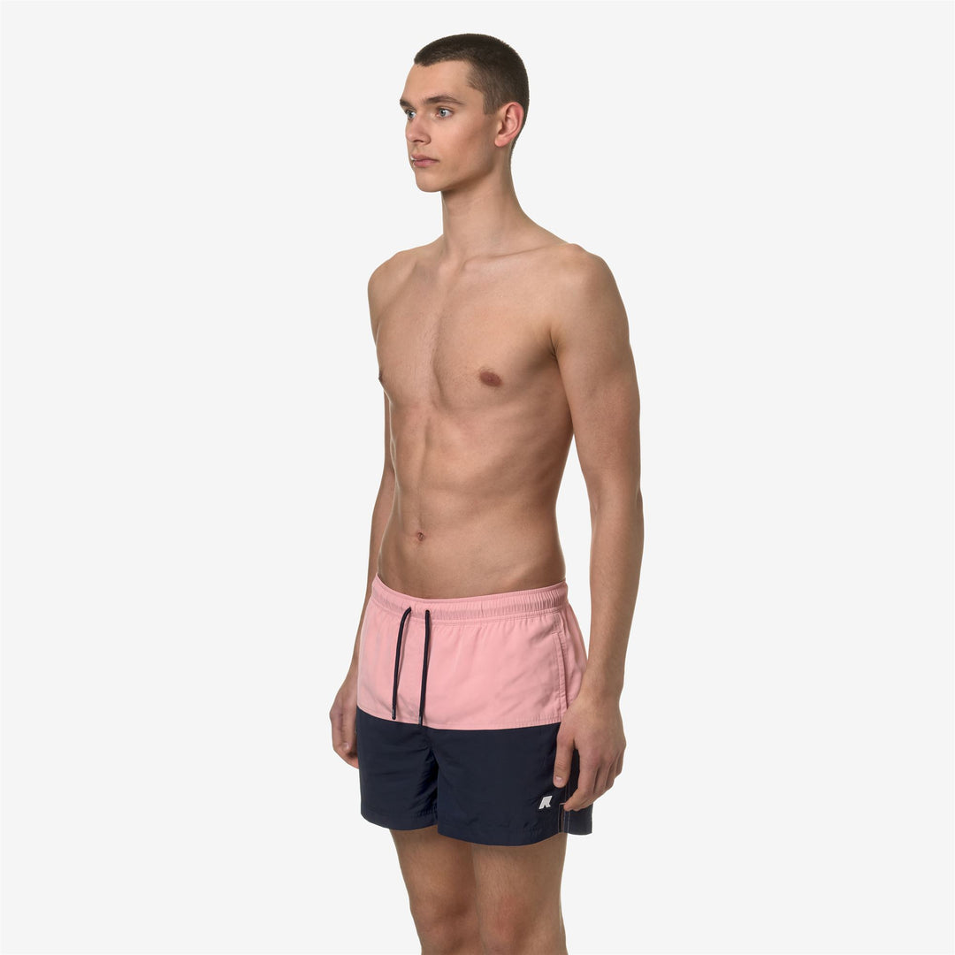 Bathing Suits Man LESLIE Swimming Trunk PINK P-BLUE D Detail (jpg Rgb)			