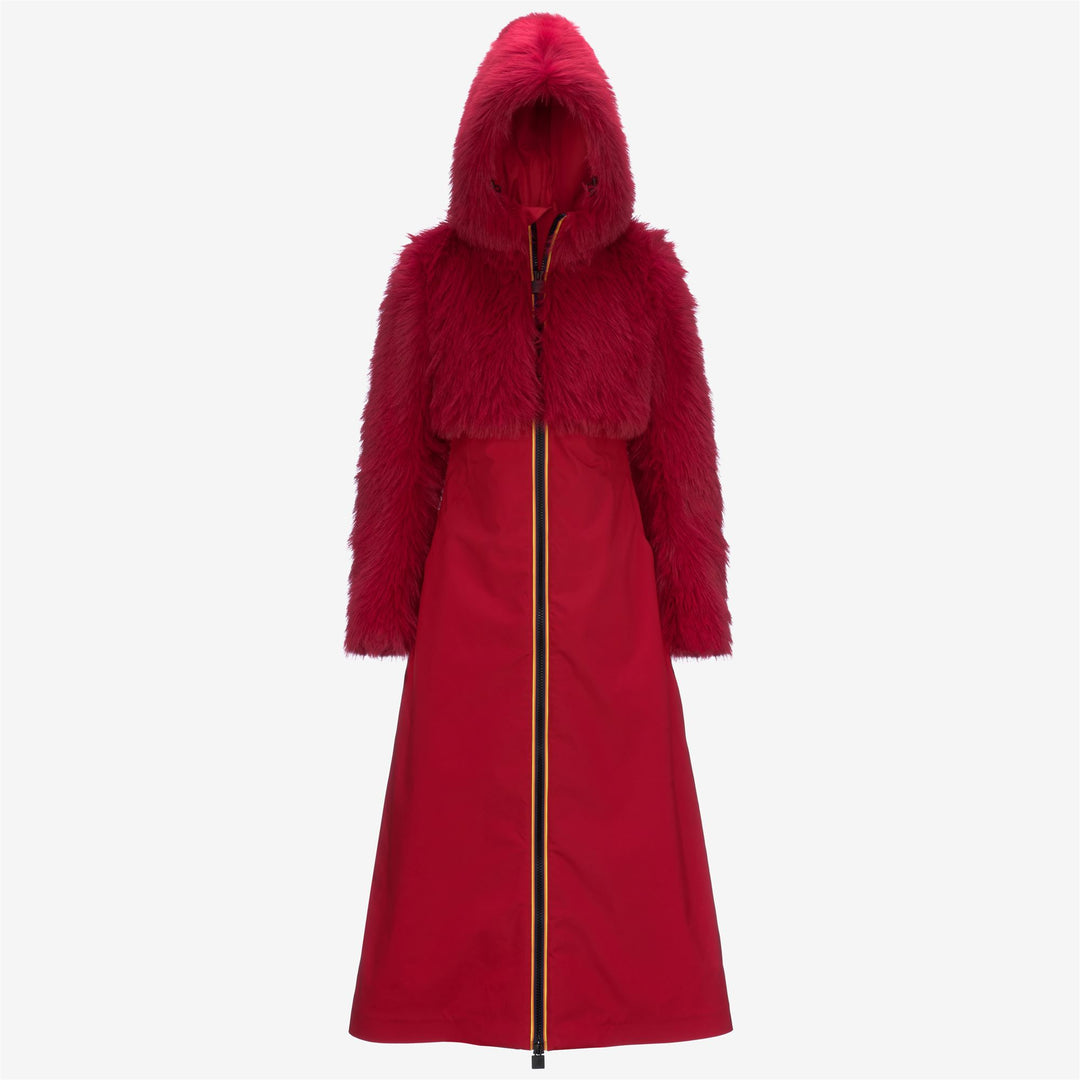 Jackets Woman MENIL ECO FUR BONDED Long RED - BLACK ASH Photo (jpg Rgb)			