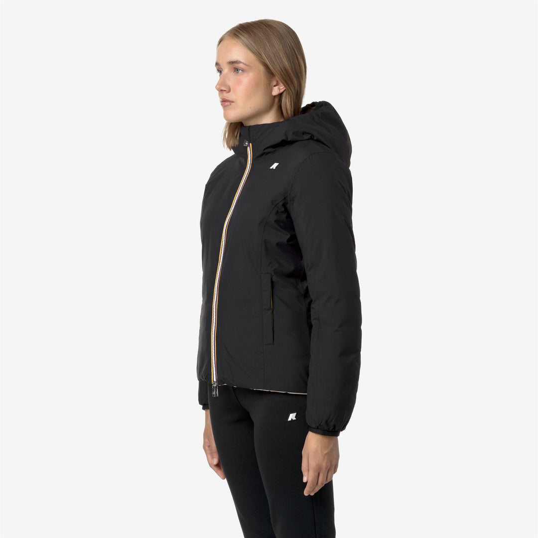 Jackets Woman LILY ST THERMO DOUBLE Short BLACK P-BEIGE G Detail (jpg Rgb)			