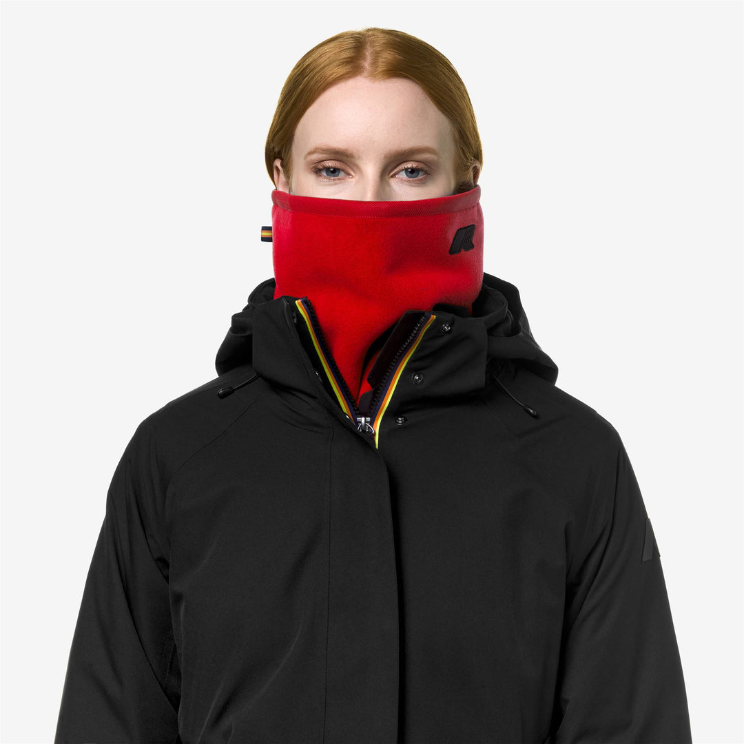 Scarves Unisex ARAVIS SHERPA POLAR WARMNECK RED Dressed Back (jpg Rgb)		