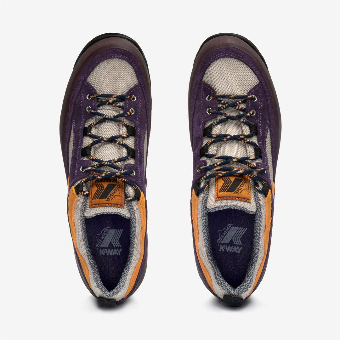 Laced Shoes Unisex GRAPPA HIKER Low Cut BROWN-VIOLET-ORANGE Dressed Back (jpg Rgb)		