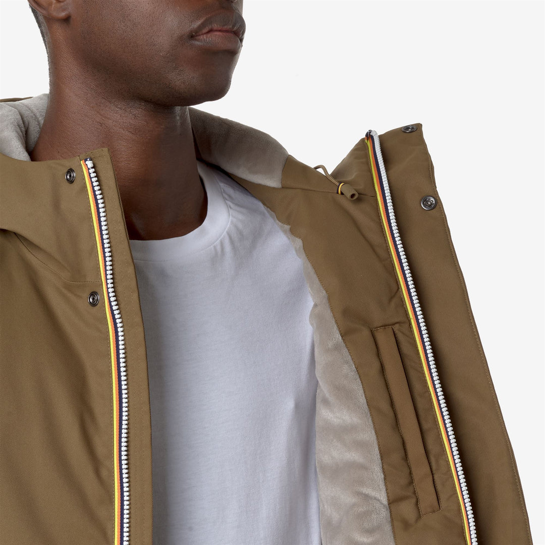 Jackets Man JACKO TWILL MARMOTTA Short BROWN C-BEIGE G Detail Double				