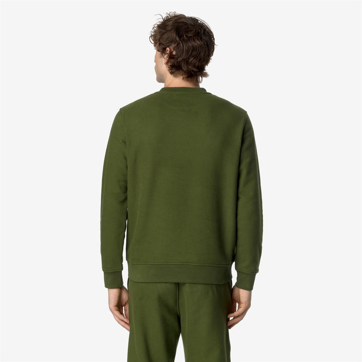 Fleece Man BAPTISTE HEAVY FLEECE Jumper GREEN CYPRESS Dressed Front Double		