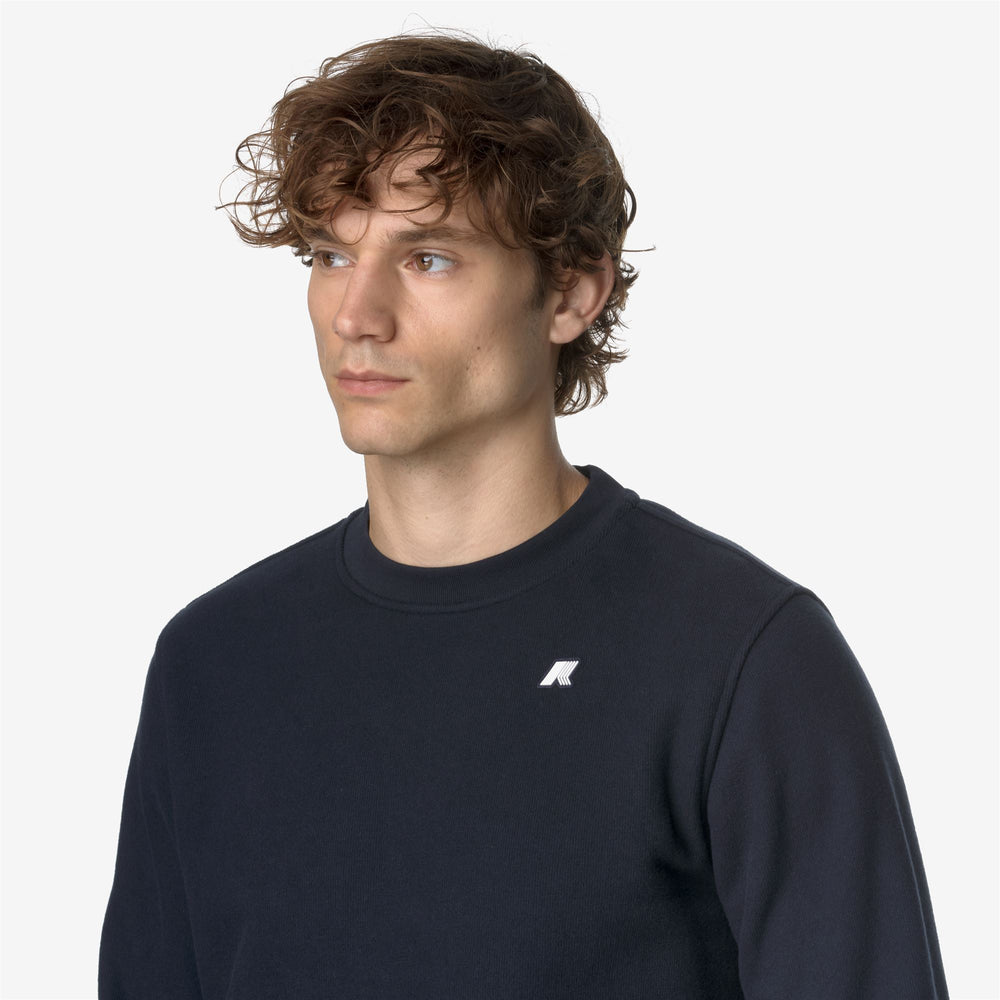 Fleece Man BAPTISTE HEAVY FLEECE Jumper BLUE DEPTH Detail Double				