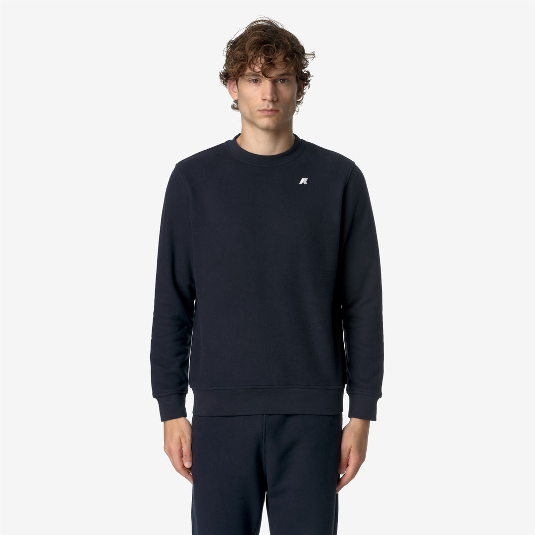 Fleece Man BAPTISTE HEAVY FLEECE Jumper BLUE DEPTH Dressed Back (jpg Rgb)		