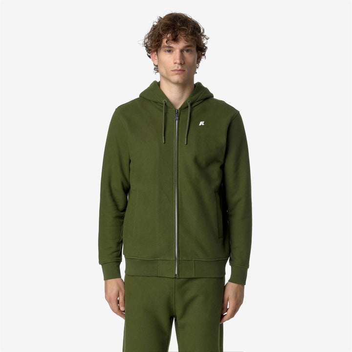 Fleece Man ANTHONY HEAVY FLEECE Jacket GREEN CYPRESS Dressed Back (jpg Rgb)		