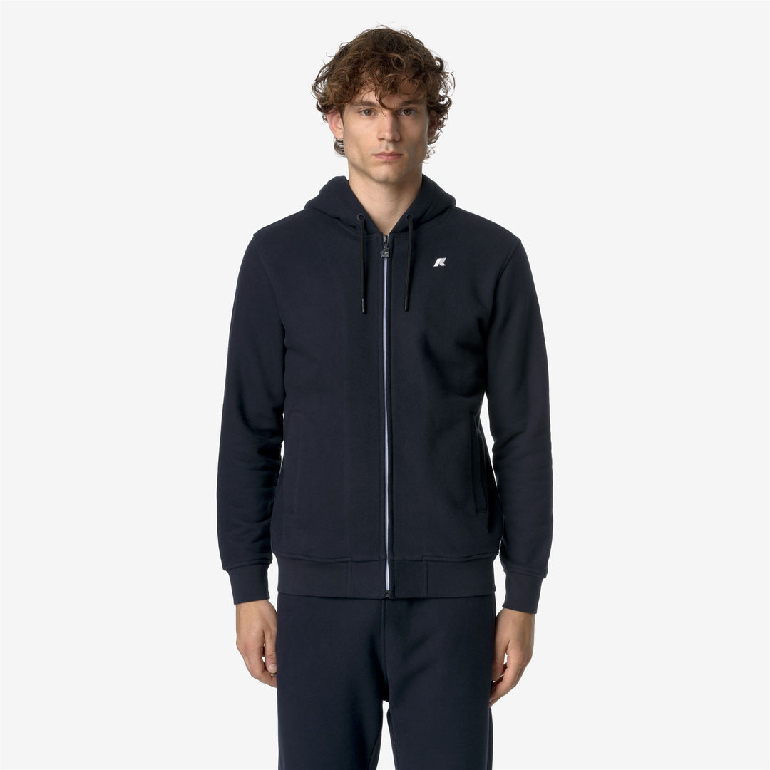 Fleece Man ANTHONY HEAVY FLEECE Jacket BLUE DEPTH Dressed Back (jpg Rgb)		