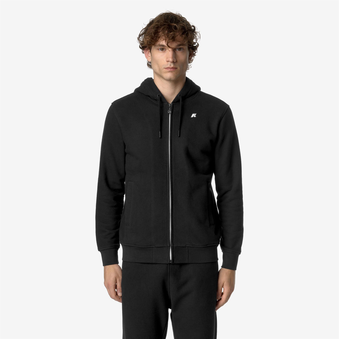 Fleece Man ANTHONY HEAVY FLEECE Jacket BLACK PURE Dressed Back (jpg Rgb)		