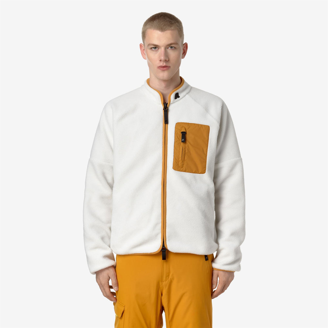 Fleece Man BESSANS Jacket WHITE G - YELLOW INCA Dressed Back (jpg Rgb)		