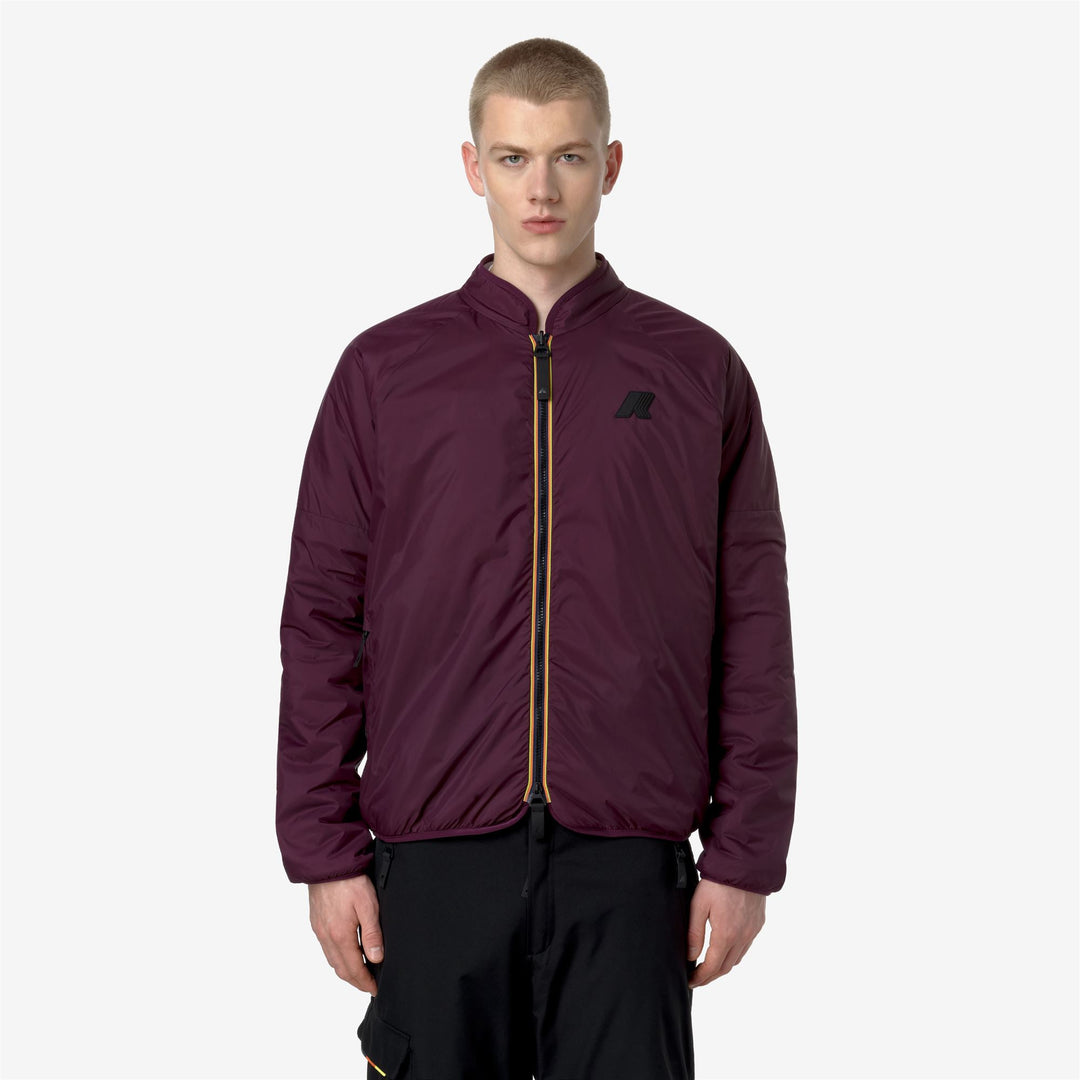 Fleece Man BESSANS Jacket WHITE G - VIOLET DK PURPLE Detail Double				