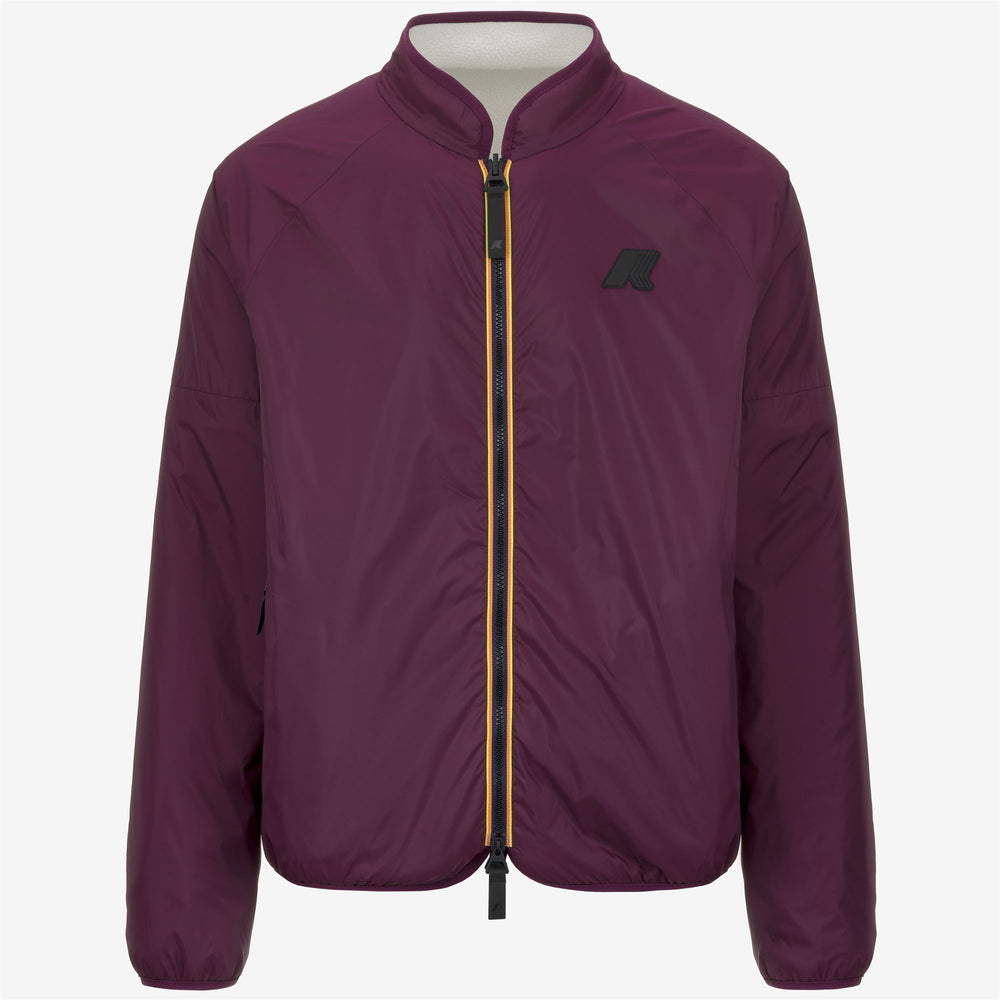 Fleece Man BESSANS Jacket WHITE G - VIOLET DK PURPLE Dressed Front (jpg Rgb)	