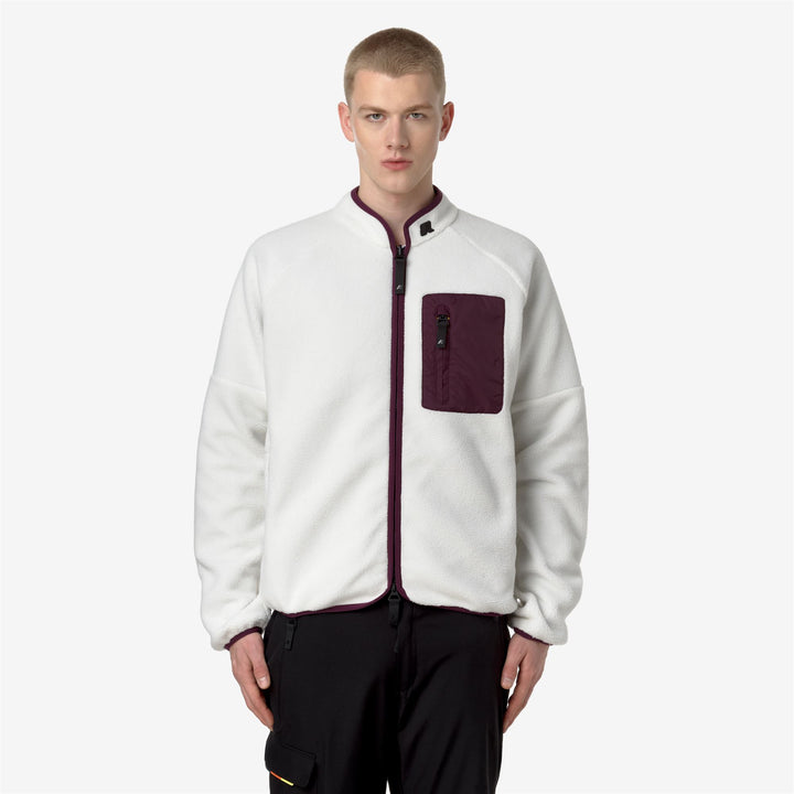 Fleece Man BESSANS Jacket WHITE G - VIOLET DK PURPLE Dressed Back (jpg Rgb)		