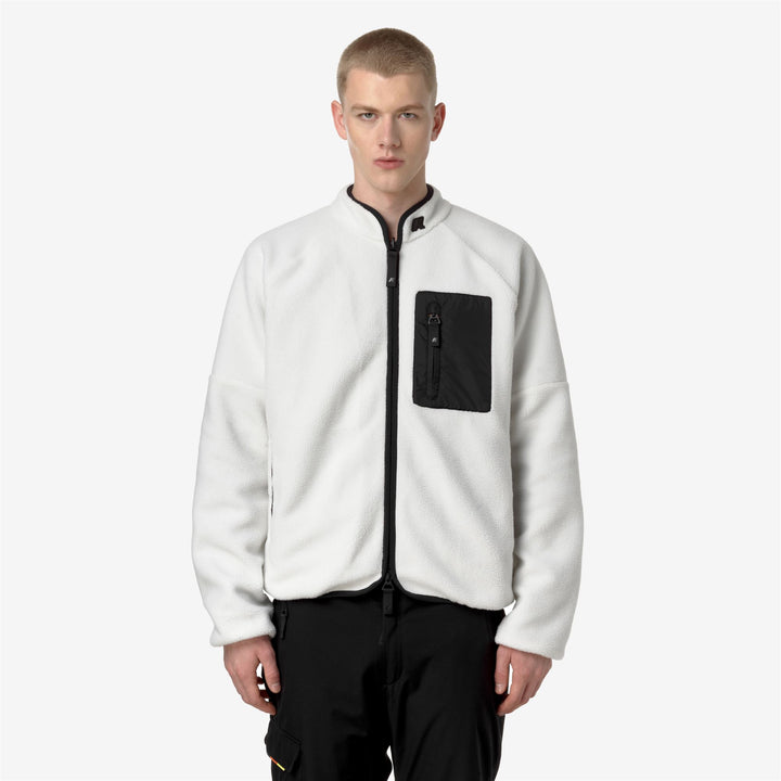 Fleece Man BESSANS Jacket WHITE G - BLACK Dressed Back (jpg Rgb)		