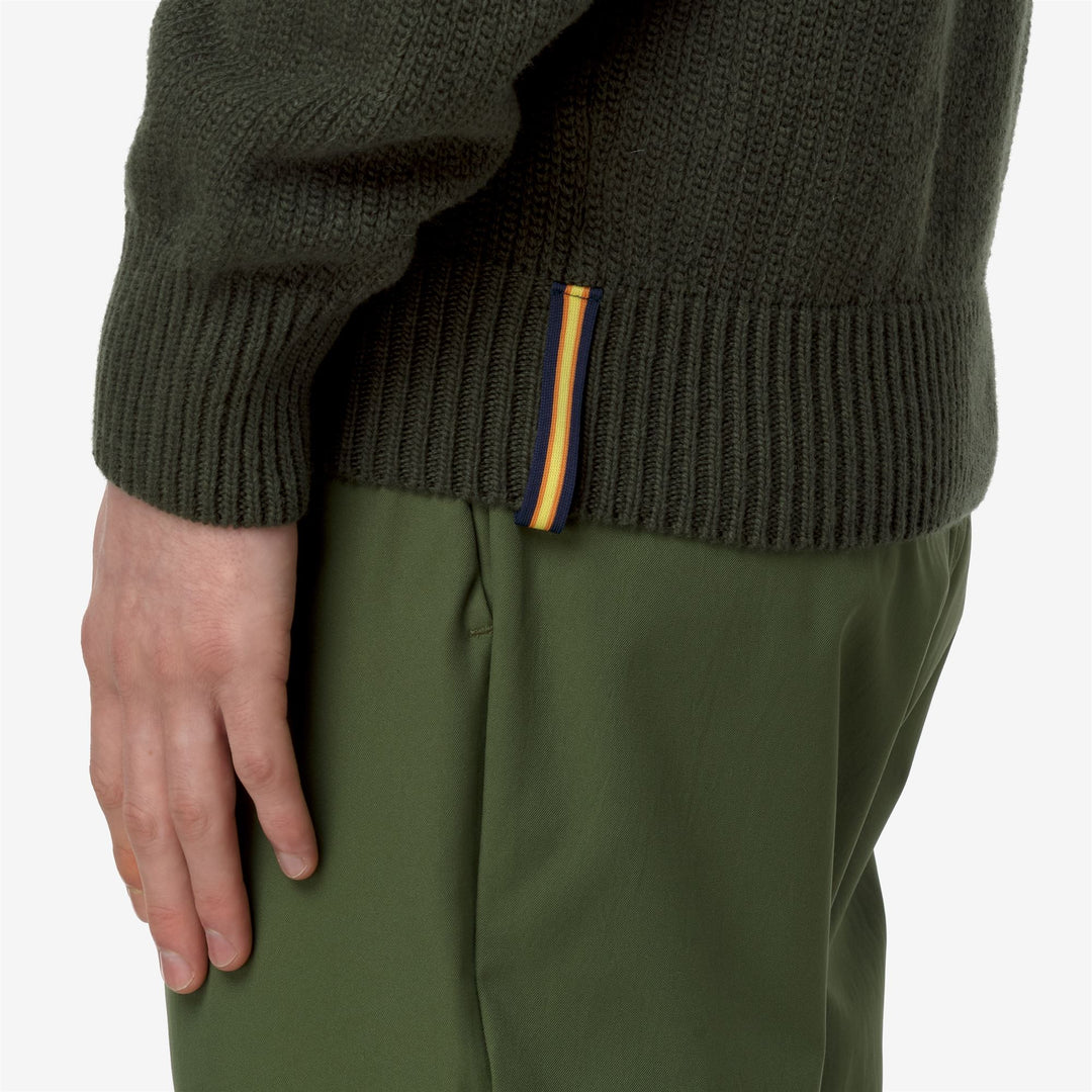 KNITWEAR Man VIRGIL MERINO Pull Over GREEN RIFLE Detail Double				