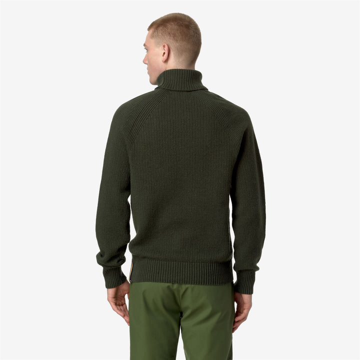 KNITWEAR Man VIRGIL MERINO Pull Over GREEN RIFLE Dressed Front Double		