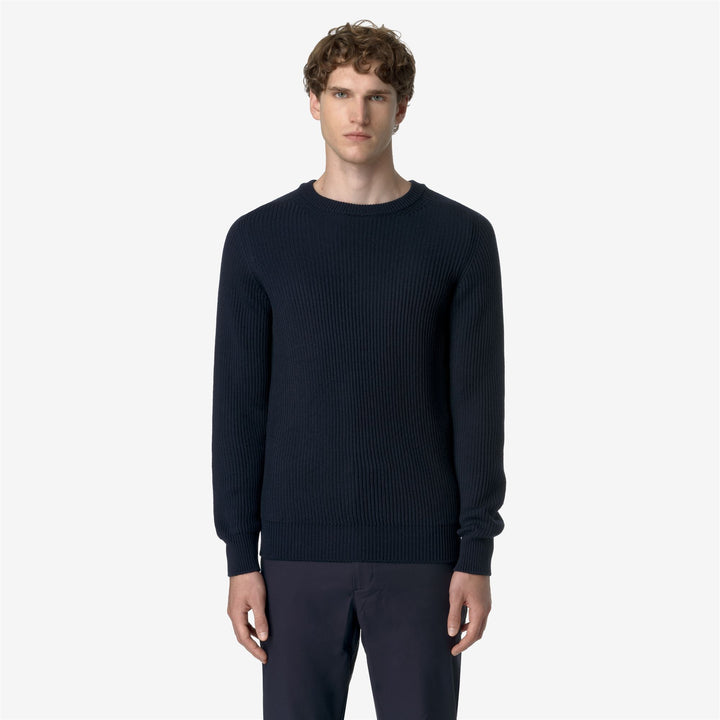 KNITWEAR Man VERIN WOOL MERINO BLEND Pull Over BLUE DEPTH Dressed Back (jpg Rgb)		