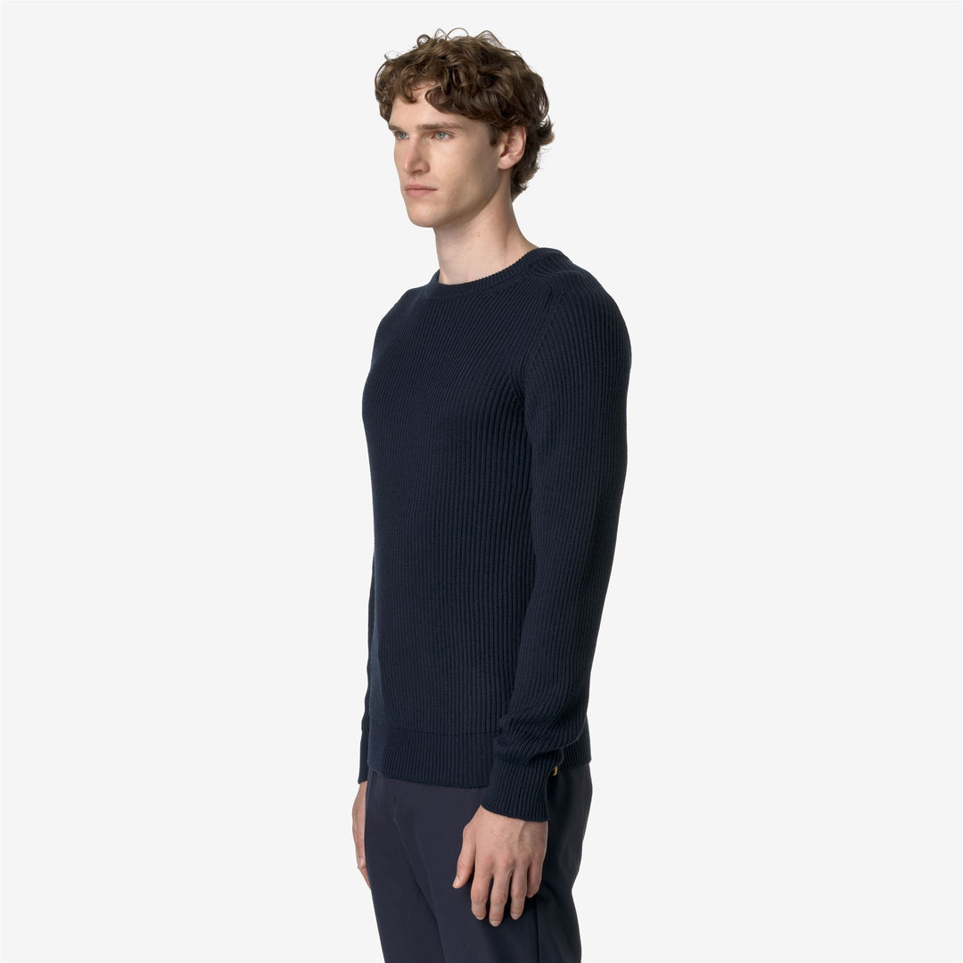 KNITWEAR Man VERIN WOOL MERINO BLEND Pull Over BLUE DEPTH Detail (jpg Rgb)			