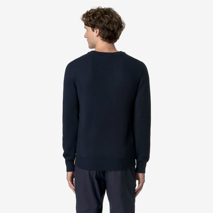 KNITWEAR Man VERIN WOOL MERINO BLEND Pull Over BLUE DEPTH Dressed Front Double		