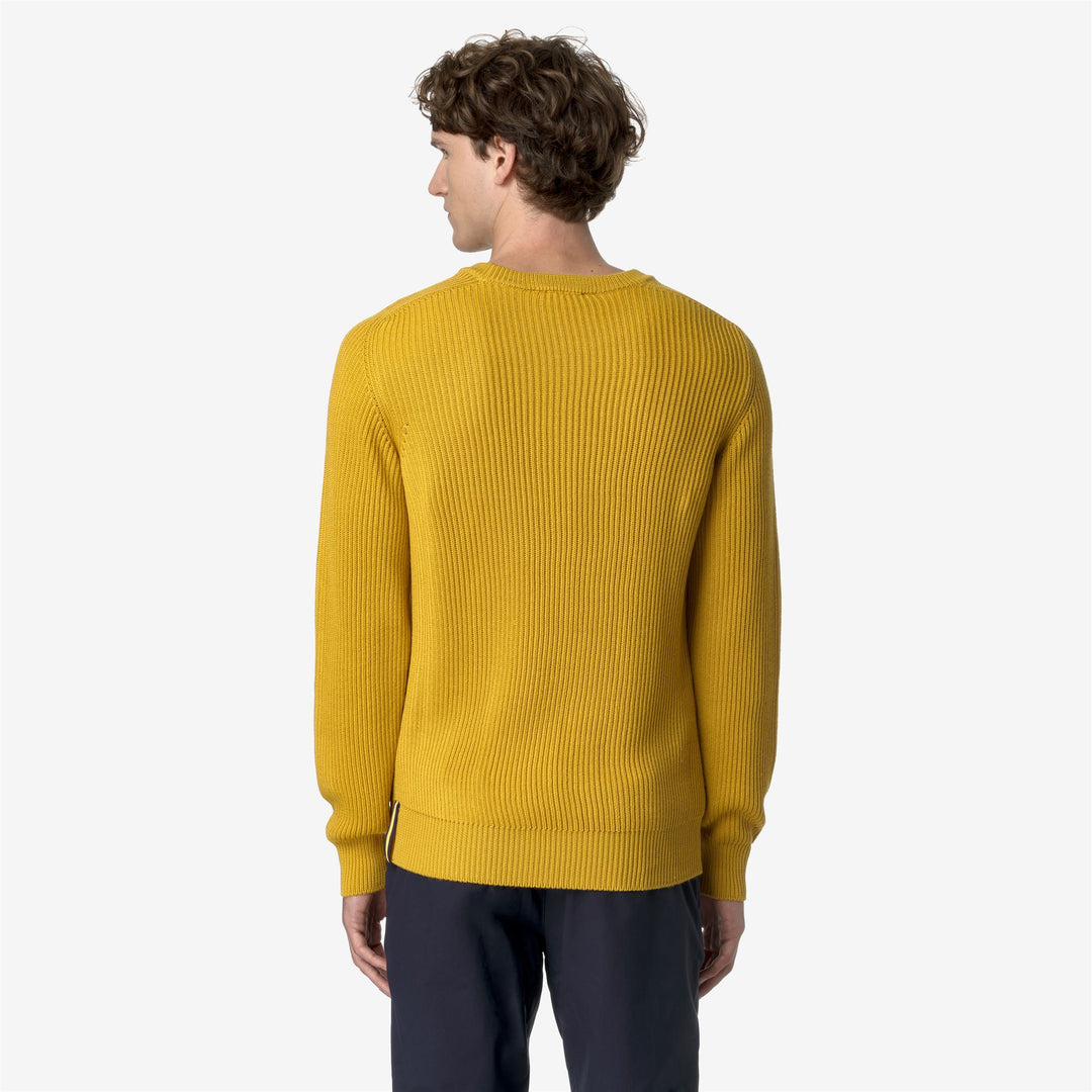 KNITWEAR Man VERIN WOOL MERINO BLEND Pull Over YELLOW GOLDEN ROD Dressed Front Double		