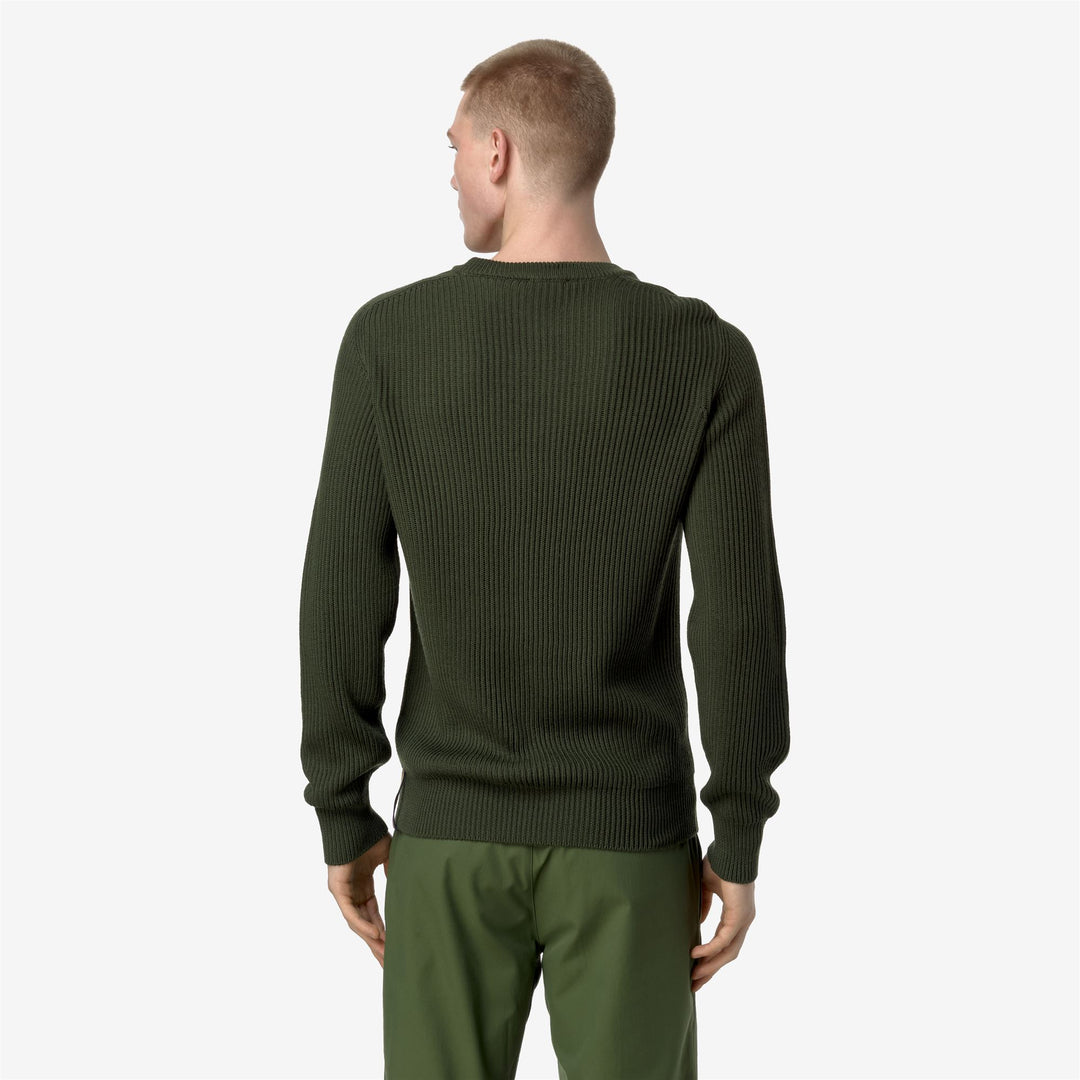 KNITWEAR Man VERIN WOOL MERINO BLEND Pull Over GREEN BLACK FOREST Dressed Front Double		