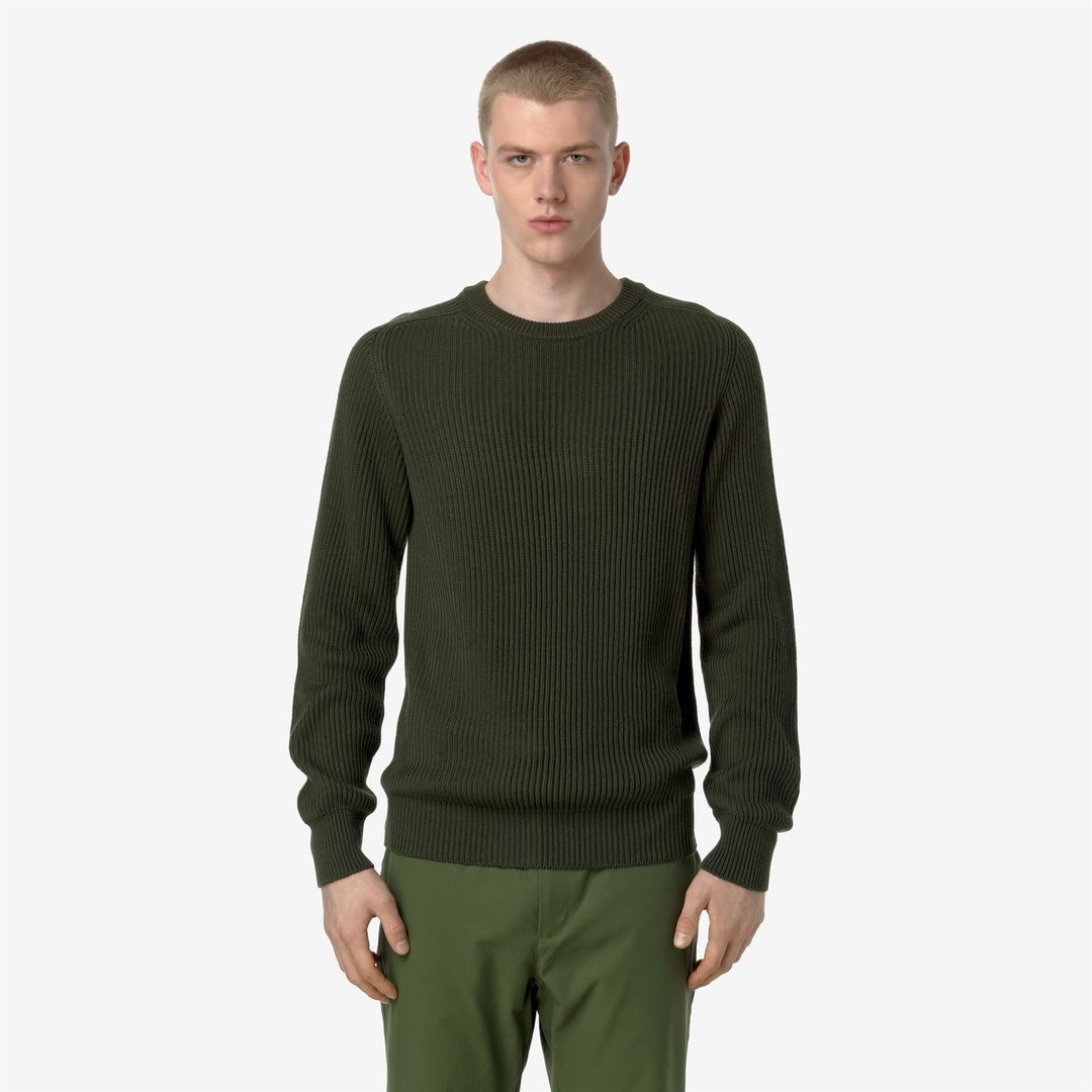 KNITWEAR Man VERIN WOOL MERINO BLEND Pull Over GREEN BLACK FOREST Dressed Back (jpg Rgb)		