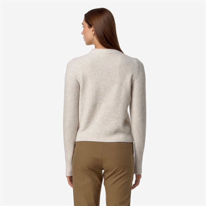 KNITWEAR Woman CLARISSE WOOL MERINO BOUCLE Pull Over BEIGE MOONBEAM Dressed Front Double		