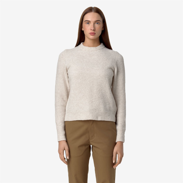 KNITWEAR Woman CLARISSE WOOL MERINO BOUCLE Pull Over BEIGE MOONBEAM Dressed Back (jpg Rgb)		