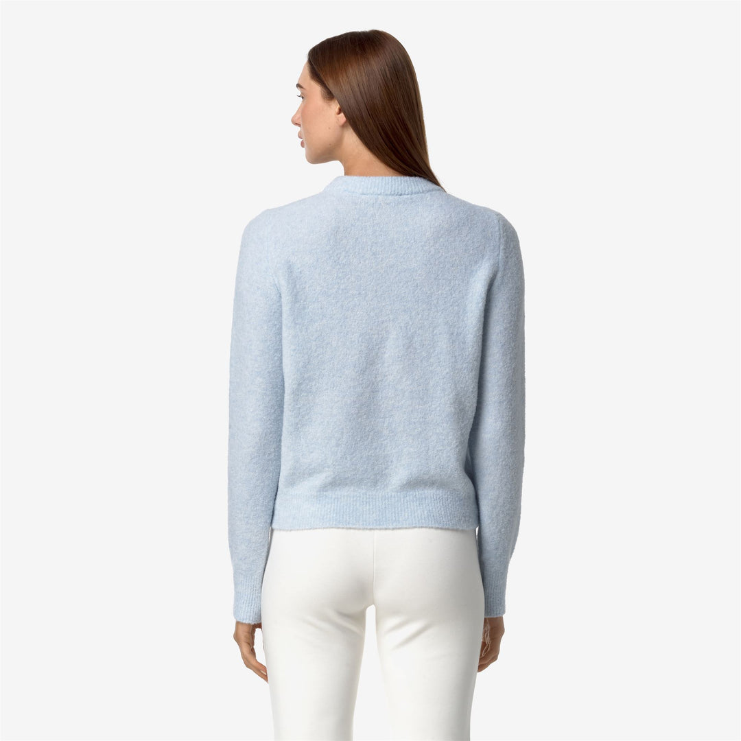 KNITWEAR Woman CLARISSE WOOL MERINO BOUCLE Pull Over BLUE BALLAD Dressed Front Double		