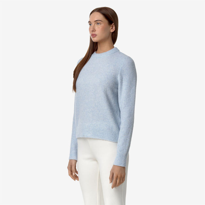 KNITWEAR Woman CLARISSE WOOL MERINO BOUCLE Pull Over BLUE BALLAD Detail (jpg Rgb)			