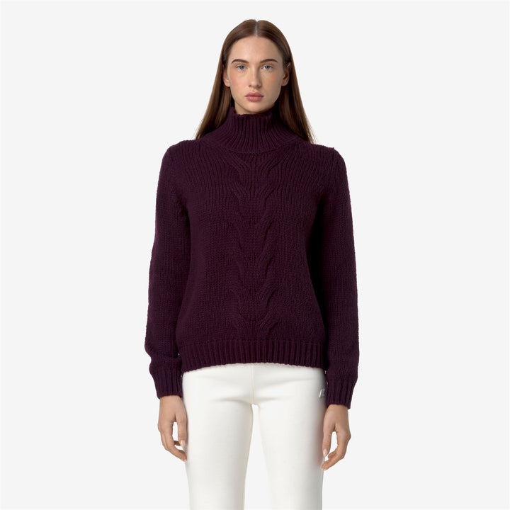 KNITWEAR Woman FUZZY WOOL MERINO BLEND Pull Over VIOLET DK PLUM Dressed Back (jpg Rgb)		