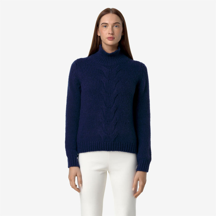 KNITWEAR Woman FUZZY WOOL MERINO BLEND Pull Over BLUE TWILIGHT Dressed Back (jpg Rgb)		