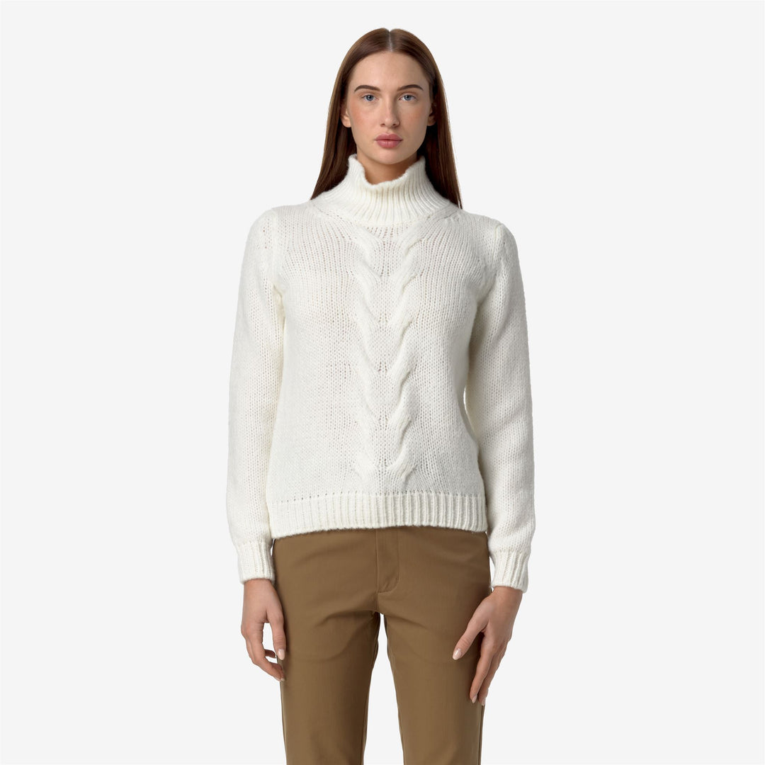 KNITWEAR Woman FUZZY WOOL MERINO BLEND Pull Over WHITE GARDENIA Dressed Back (jpg Rgb)		