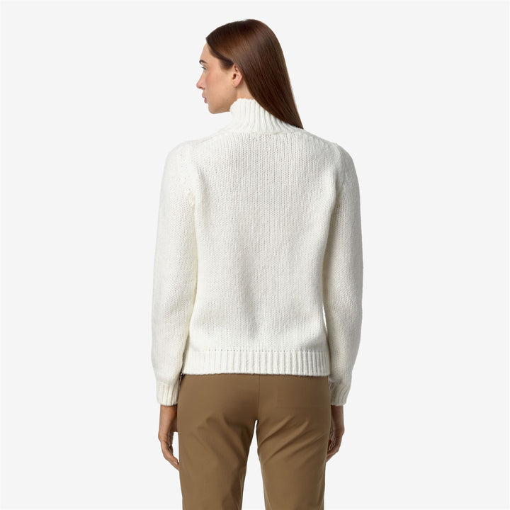 KNITWEAR Woman FUZZY WOOL MERINO BLEND Pull Over WHITE GARDENIA Dressed Front Double		