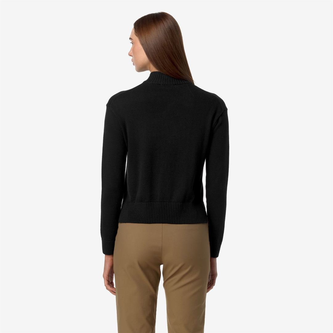 KNITWEAR Woman AGATA COTTON CASHMERE Pull Over BLACK PURE Dressed Front Double		