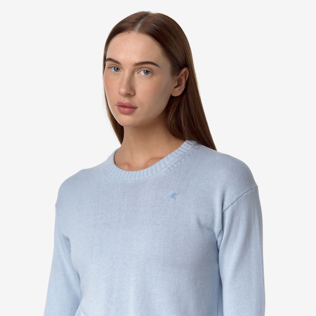 KNITWEAR Woman DOMITINE COTTON CASHMERE Pull Over BLUE BALLAD Detail Double				