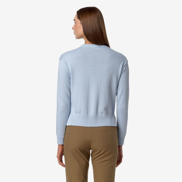 KNITWEAR Woman DOMITINE COTTON CASHMERE Pull Over BLUE BALLAD Dressed Front Double		