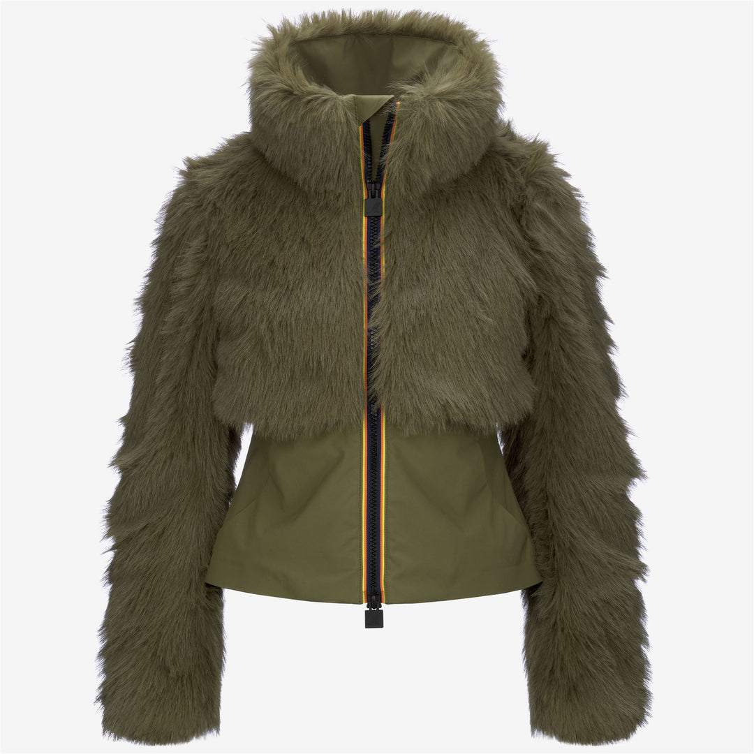 Jackets Woman MEL ECO FUR BONDED Short GREEN WINTER - BLACK ASH Photo (jpg Rgb)			