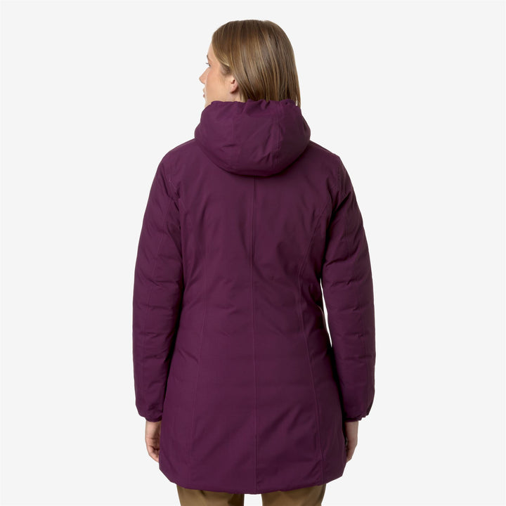 Jackets Woman DENISE ST THERMO REVERSIBLE 3/4 LENGTH VIOLET DK P-BROWN G Dressed Front Double		