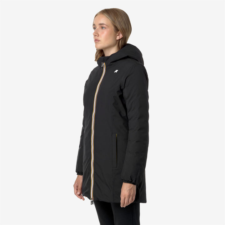 Jackets Woman DENISE ST THERMO DOUBLE 3/4 LENGTH BLACK P-BEIGE G Detail (jpg Rgb)			