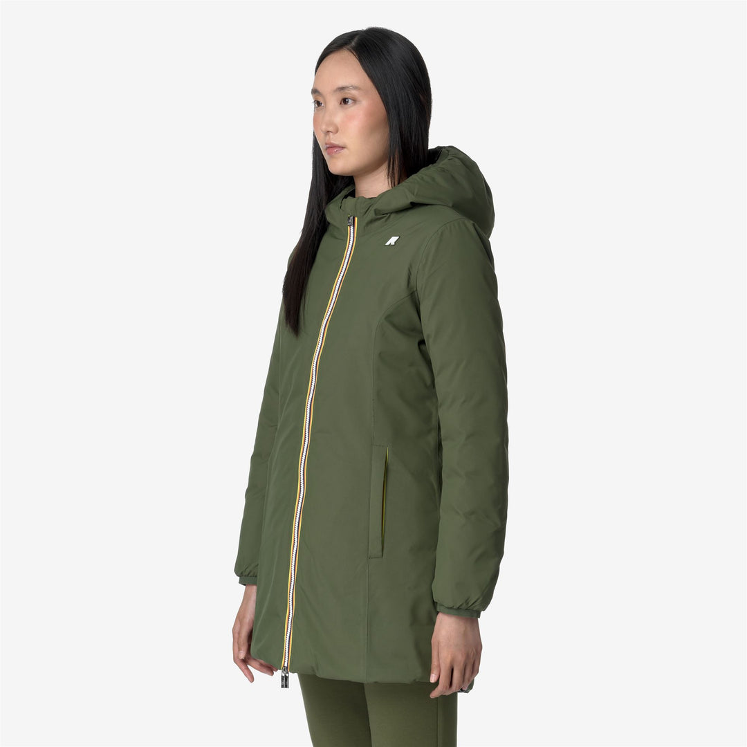 Jackets Woman DENISE ST THERMO DOUBLE 3/4 LENGTH GREEN C-BLACK P Detail (jpg Rgb)			