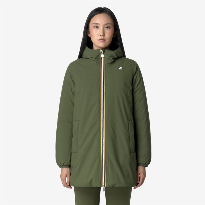 Jackets Woman SOPHIE ST THERMO DOUBLE Mid GREEN C-BLACK P Dressed Back (jpg Rgb)		