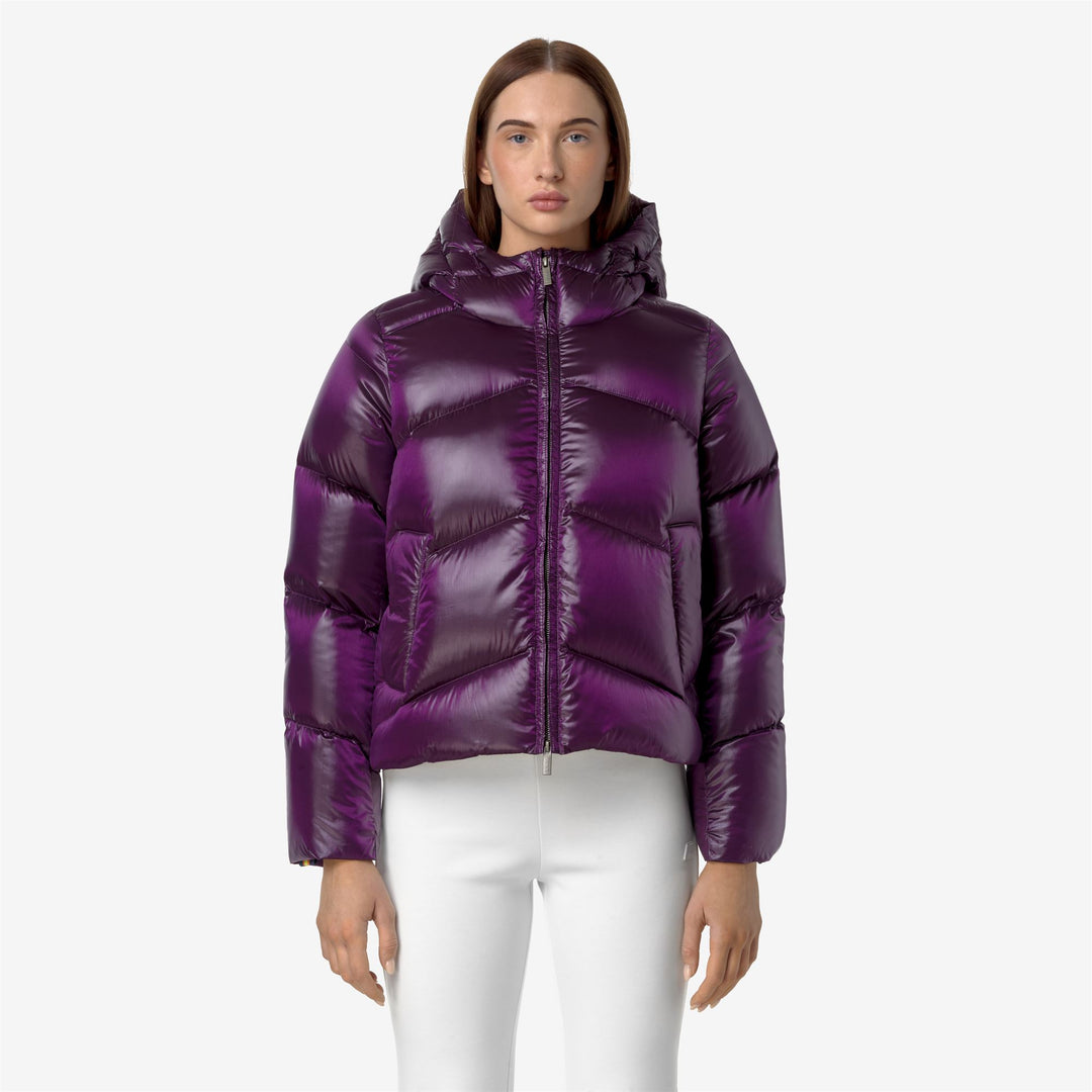 Jackets Woman NINEV CRYSTAL CHINTZ THERMO HEAVY Short VIOLET DK PURPLE CHINTZ Dressed Back (jpg Rgb)		