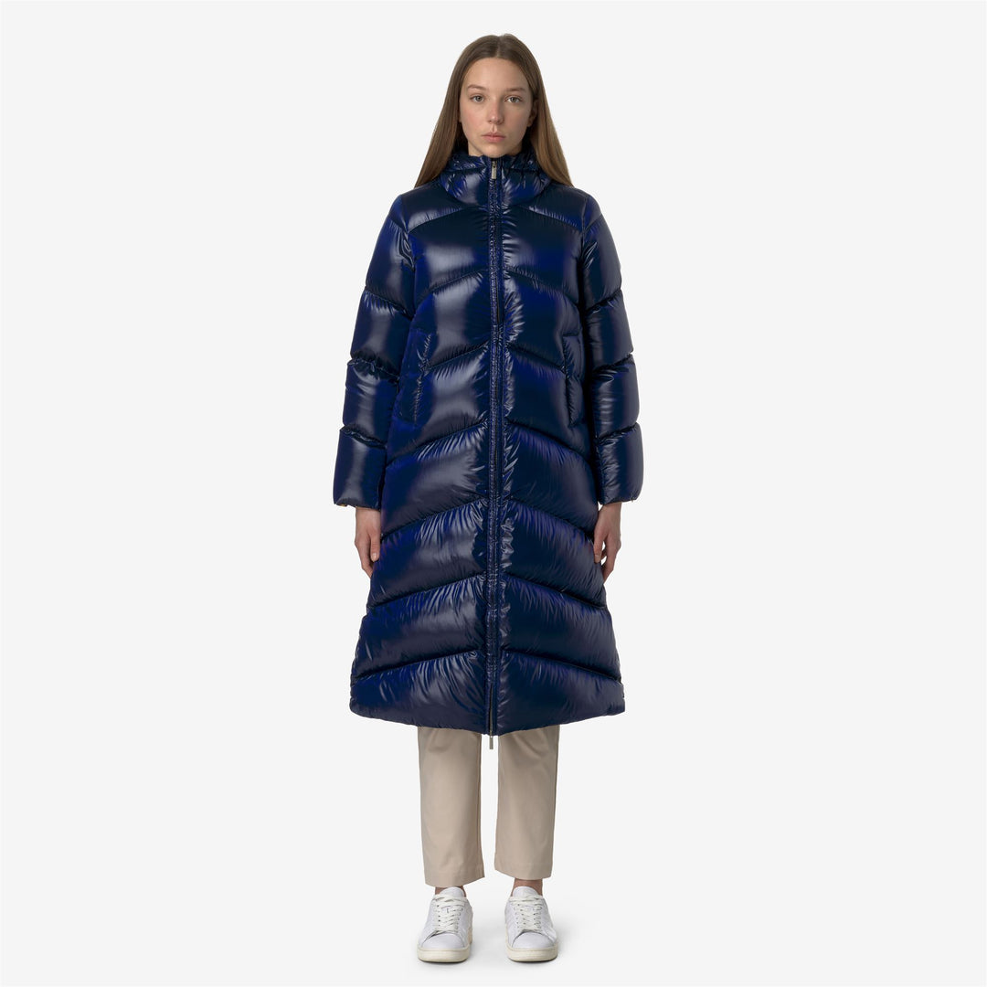 Jackets Woman NEIVEL CRYSTAL CHINTZ THERMO HEAVY Long BLUE DEPTH CHINTZ Dressed Back (jpg Rgb)		