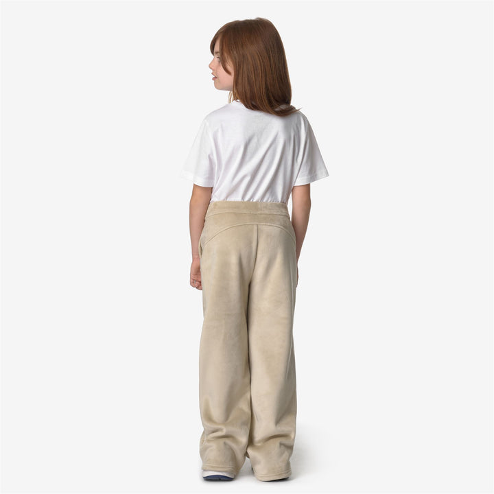 Pants Girl P. JENNY VELOUR POLAR Sport Trousers BEIGE GREY-BEIGE GREY Dressed Front Double		