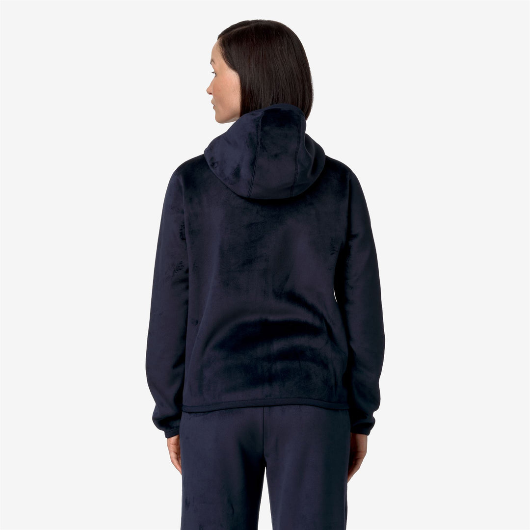 Fleece Woman LILY VELOUR POLAR REVERSIBLE Jacket BLUE DEPTH-BLUE DEPTH Dressed Front Double		