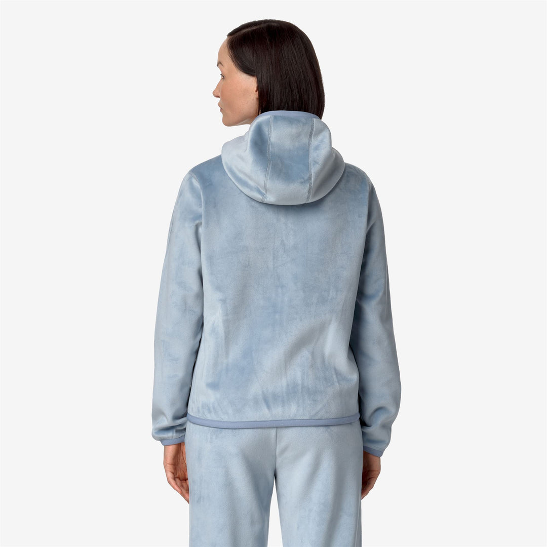 Fleece Woman LILY VELOUR POLAR DOUBLE Jacket BLUE A-BLUE A Dressed Front Double		