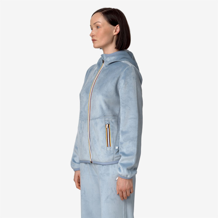 Fleece Woman LILY VELOUR POLAR DOUBLE Jacket BLUE A-BLUE A Detail (jpg Rgb)			